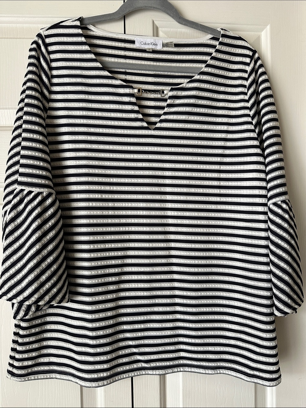 Calvin Klein Navy & White Striped V-Notch Tunic